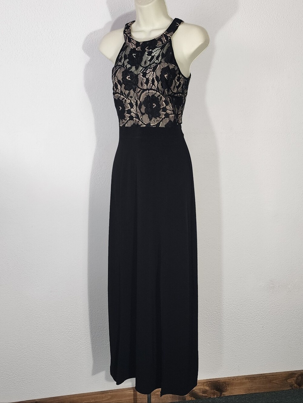 Enfocus Studio Dress Lace-Overlay Halter Vintage Evening Black Size 6 - Picture 5 of 16